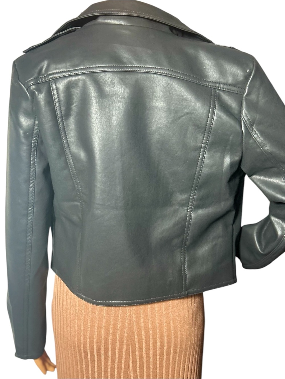 Black Faux Leather Moto Jacket - Women - Picture 5 of 11